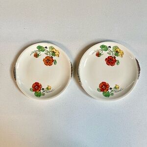 Set of 2 Nasturtium by PADEN CITY pottery salad dessert plates made in USA 6.5”